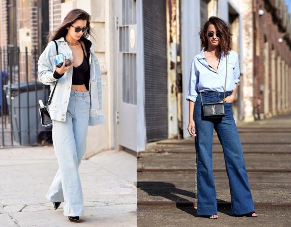 Phối quần jeans ống rộng với áo khoác