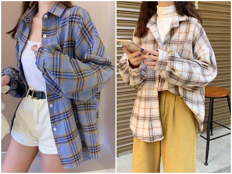 Phối đồ áo sơ mi oversize nữ như áo khoác ngoài