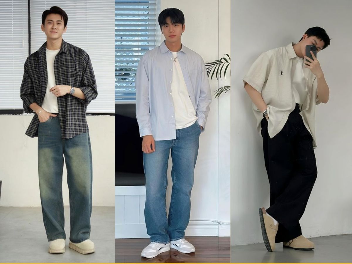 Phối đồ áo sơ mi oversize nam như một áo khoác ngoài