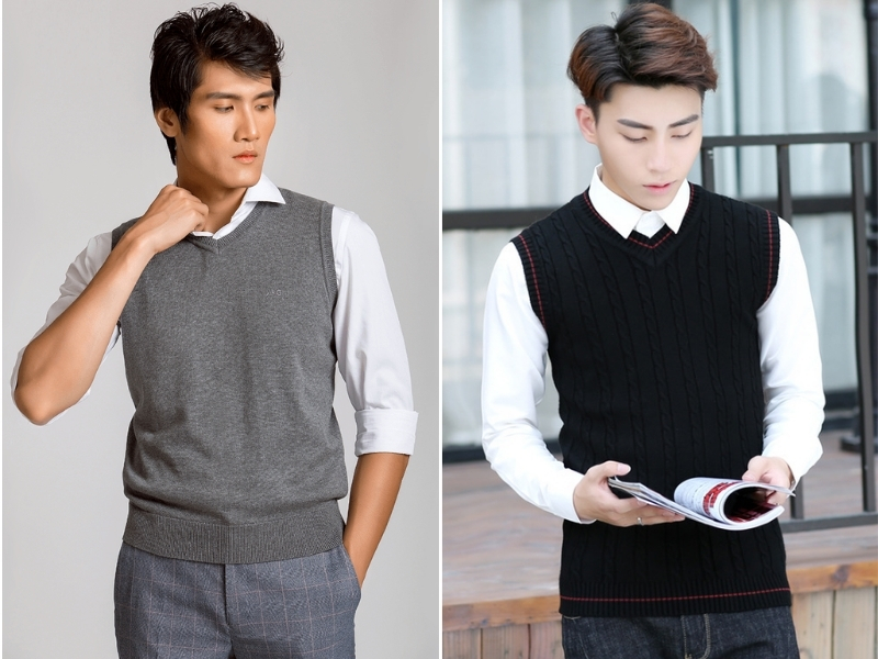 Phối áo sơ mi, gile với quần tây