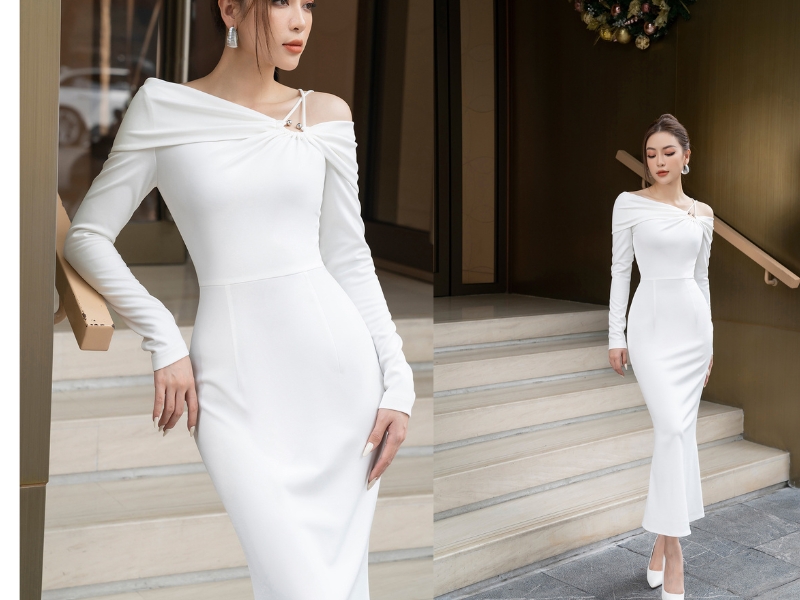 Đầm trắng thiết kế sang trọng